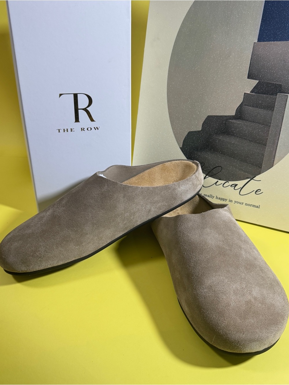 The Row Taupe Suede Slip-On Mules for Men